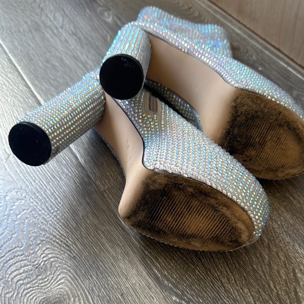 Silver Rhinestone Platform Ankle Boots - image 2